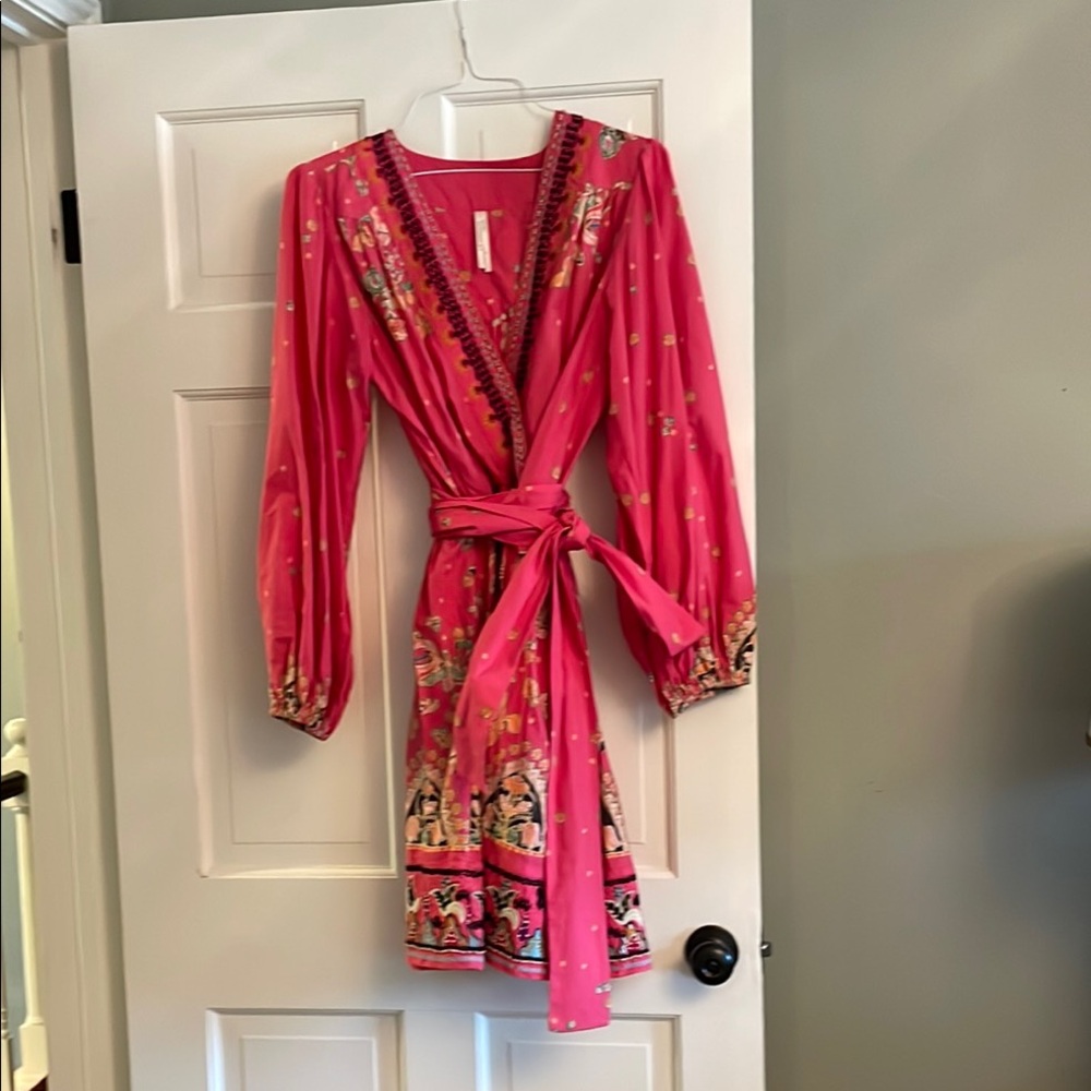 Anthropologie Beaded Dress with elastic waist and self belt. Adorable! Size 1x